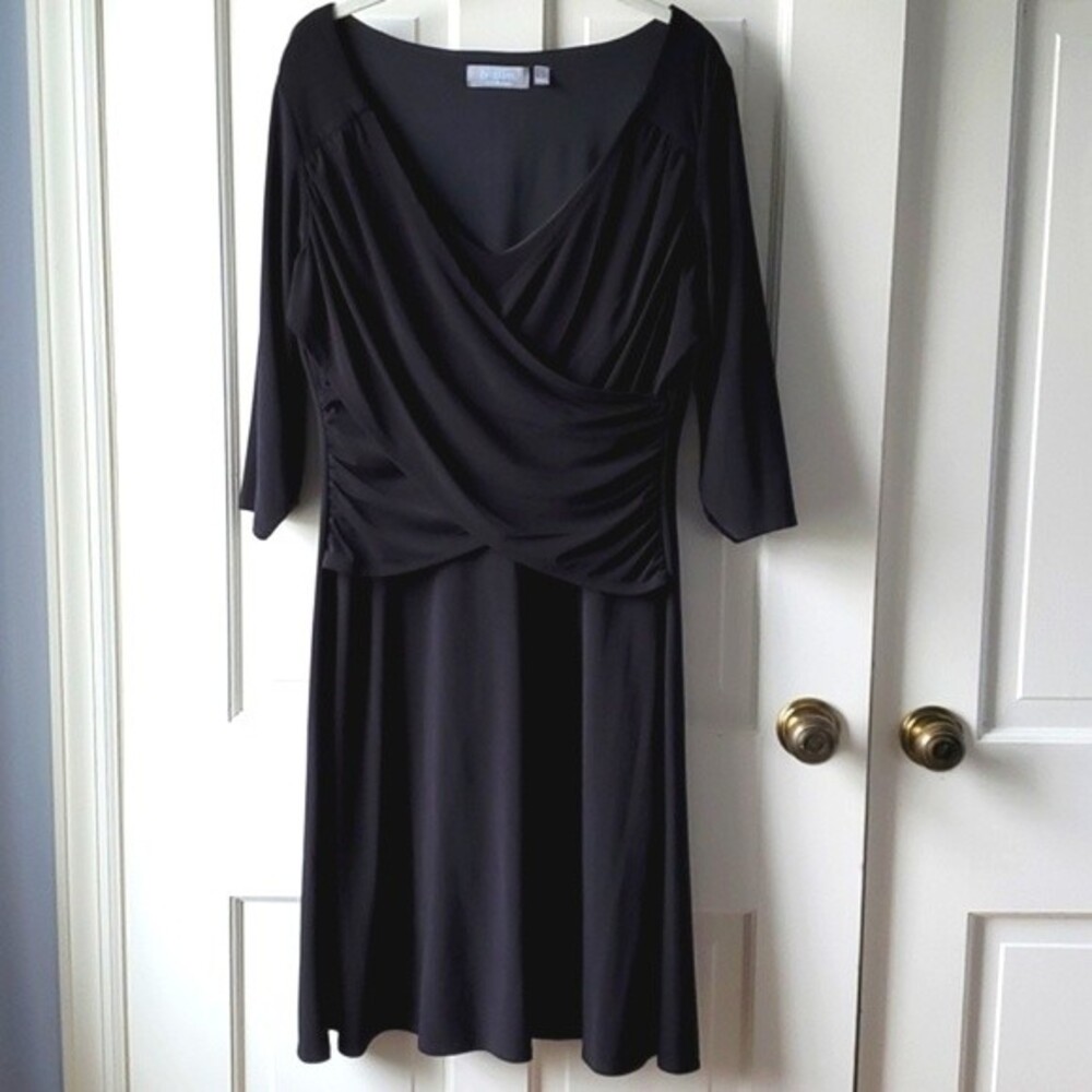 B-SLIM FAUX WRAP DRESS BLACK LARGE SHAPEWEAR SLIMMING COMPRESSION SHAPER KNIT